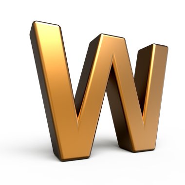 3D mat altın harf W