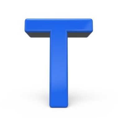 3D parlak mavi mektup T