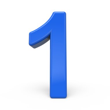 3D parlak mavi numarası 1