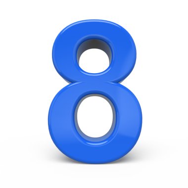 3D parlak mavi sayı 8
