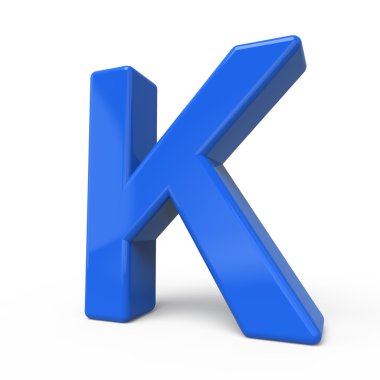 3D parlak mavi mektup K