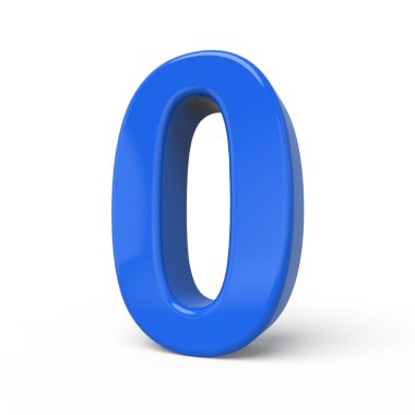 3D parlak mavi numarası 0