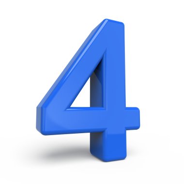3D parlak mavi sayı 4