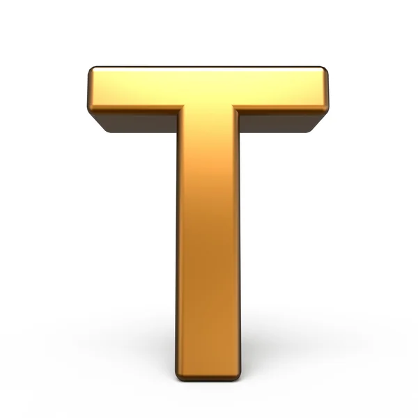 3D złoty matowy litera T — Zdjęcie stockowe