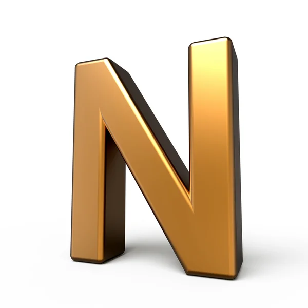 3d matte gold letter N — Stock Photo, Image