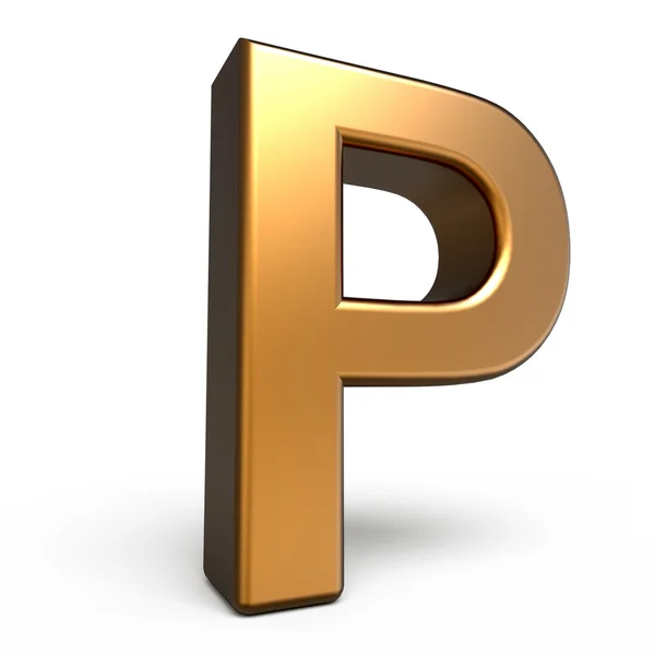 3d matte gold letter P — Stock Photo, Image