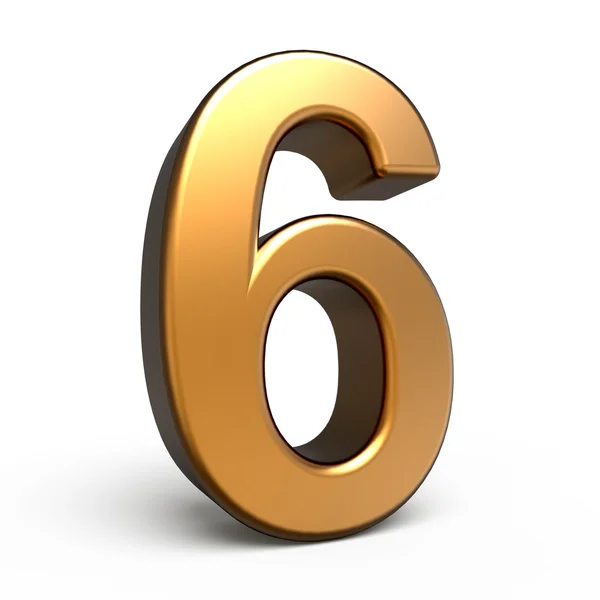 3d matte gold number 6 — Stock Photo, Image