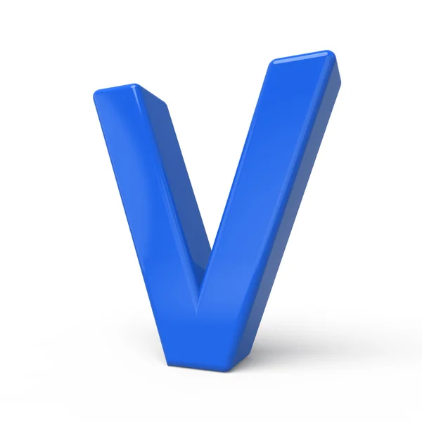 3d glossy blue letter V — Stock Photo, Image