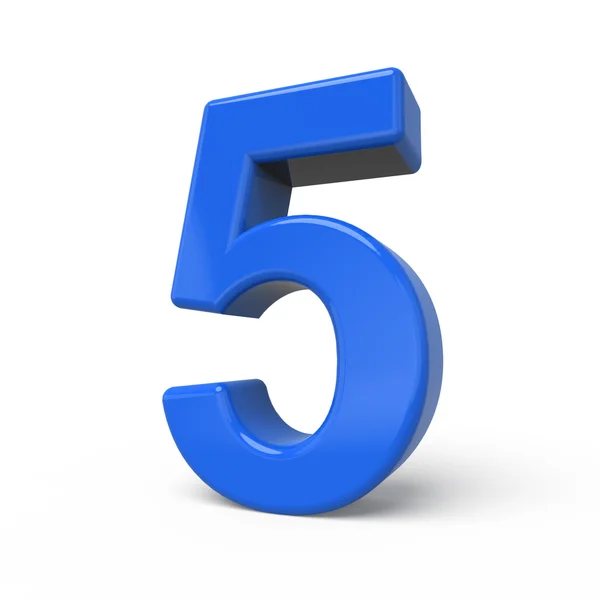 3d glossy blue number 5 — Zdjęcie stockowe