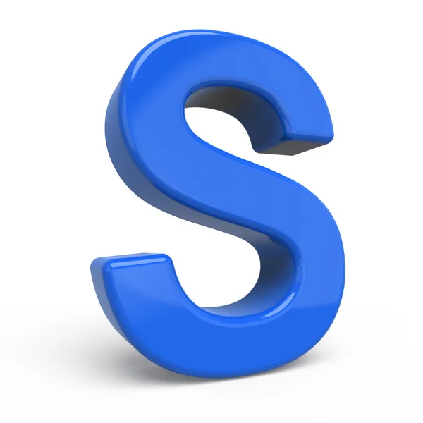 3D glansiga blå bokstaven S — Stockfoto