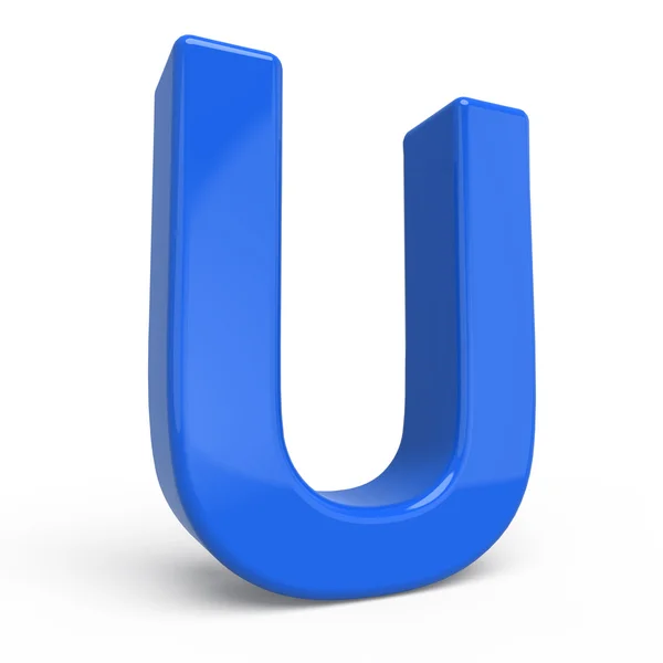 3d глянцева синя літера U — стокове фото