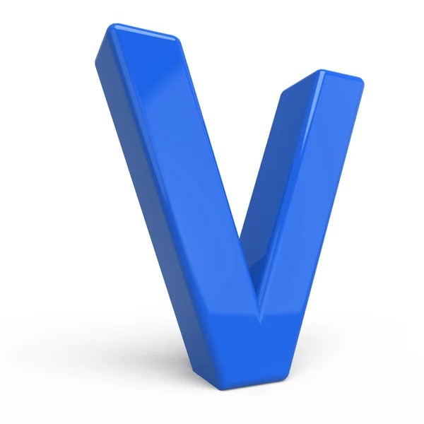 3d glossy blue letter V — Stock Photo, Image