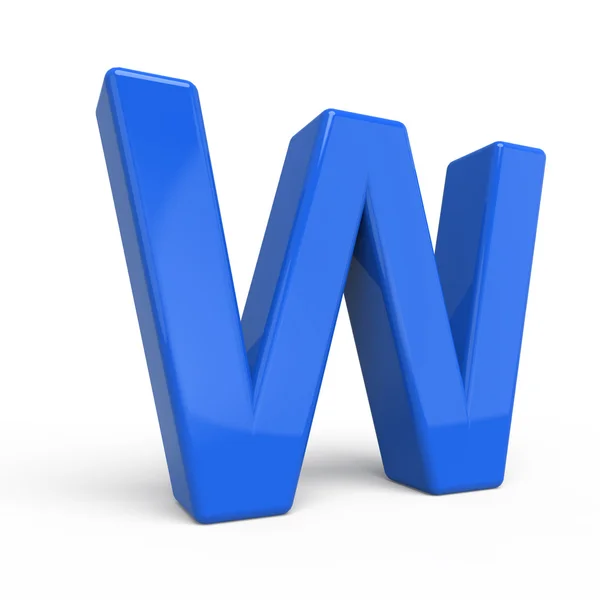 3d glossy blue letter W — Stockfoto