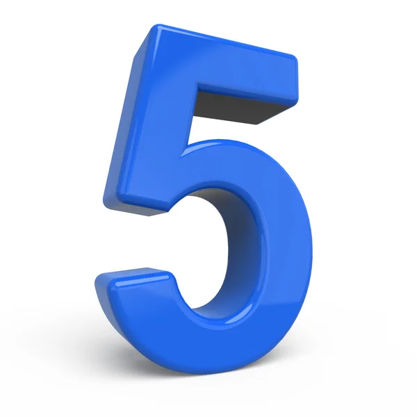 3d glossy blue number 5 — Stock Photo, Image