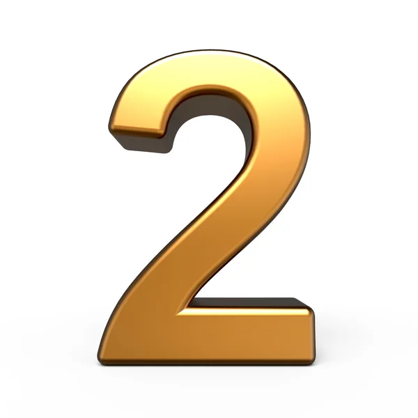 3d matte gold number 2 — Stock Photo, Image