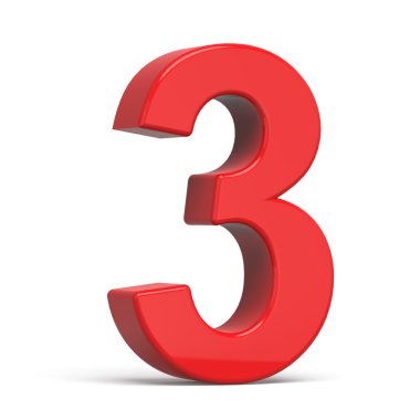 3D plastik kırmızı sayı 3