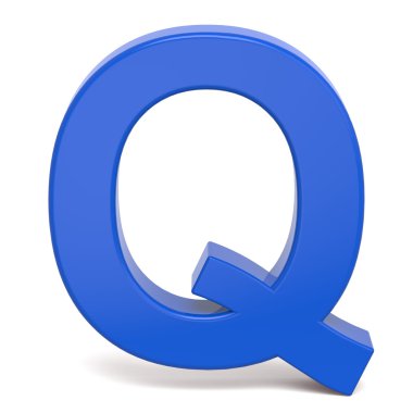 3D plastik mavi harf Q