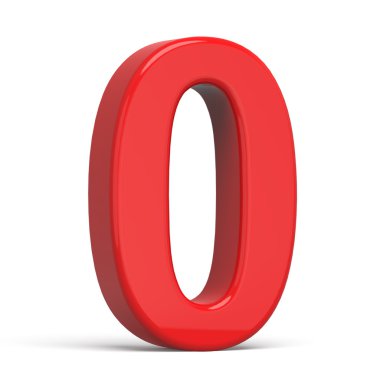 3D plastik kırmızı numarası 0