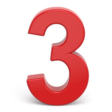 3D plastik kırmızı sayı 3