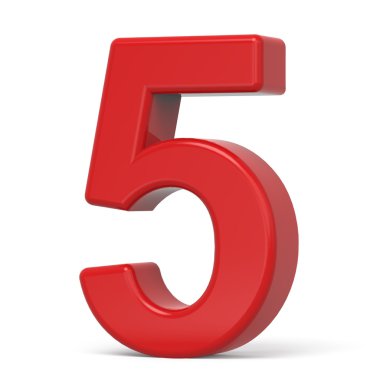 3D plastik kırmızı sayı 5
