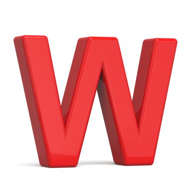 3D plastik kırmızı harf W