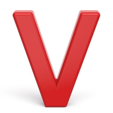 3D plastik kırmızı harf V