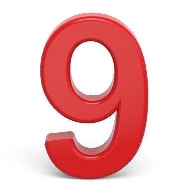 3D plastik kırmızı sayı 9