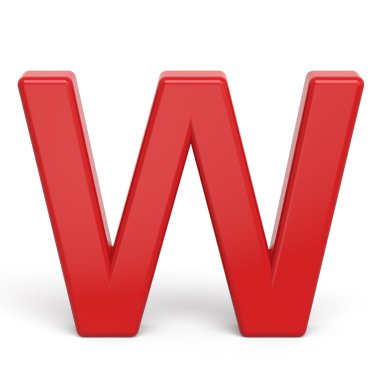 3D plastik kırmızı harf W