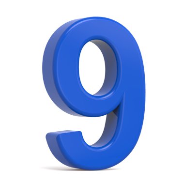 3D plastik mavi sayı 9