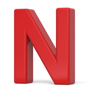 3D plastik kırmızı harf N