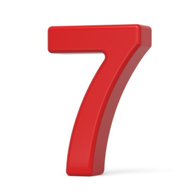 3D plastik kırmızı sayı 7