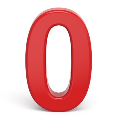 3D plastik kırmızı numarası 0