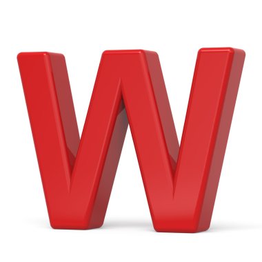 3D plastik kırmızı harf W