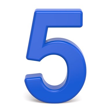 3D plastik mavi numarası 5