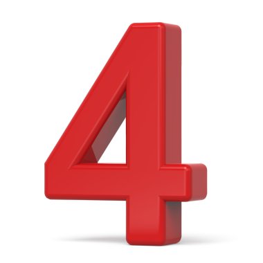 3D plastik kırmızı sayı 4