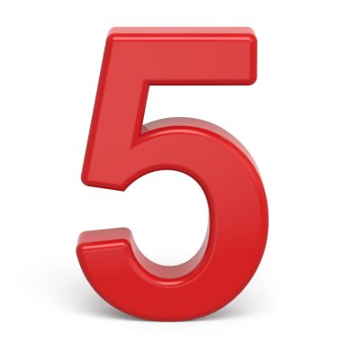 3D plastik kırmızı sayı 5