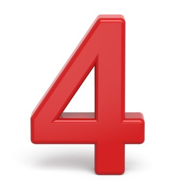 3D plastik kırmızı sayı 4