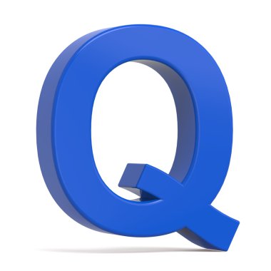 3D plastik mavi harf Q