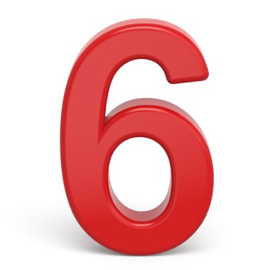 3D plastik kırmızı numarası 6