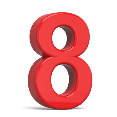 3D plastik kırmızı sayı 8