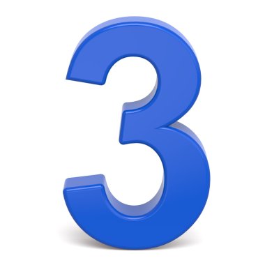 3D plastik mavi numarası 3