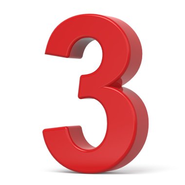 3D plastik kırmızı sayı 3