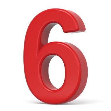 3D plastik kırmızı numarası 6