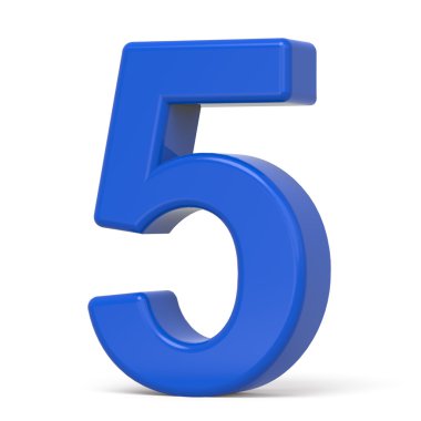 3D plastik mavi numarası 5