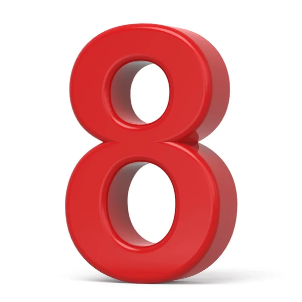 3d plastic red number 8 — Stock Photo, Image