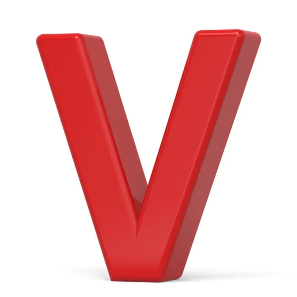 3d plastic red letter V — Stock Photo, Image