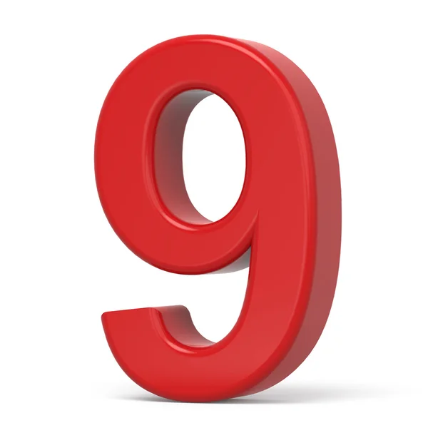 3d plastic red number 9 — Stock Photo, Image