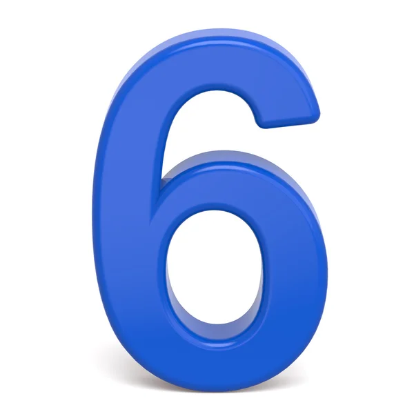 3d plástico azul número 6 — Fotografia de Stock