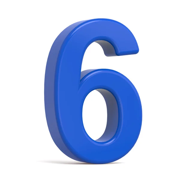 3d plastic blue number 6 — Stock Photo, Image