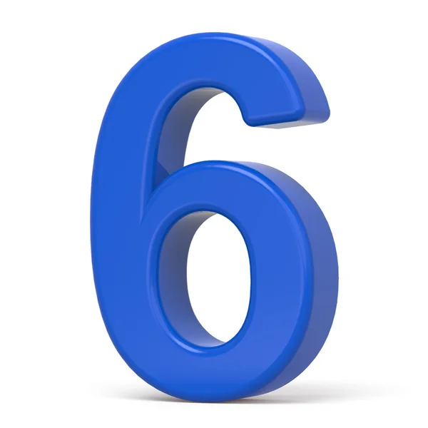 3d plastic blue number 6 — Stock Photo, Image